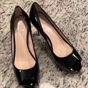 Elie Tahari Patent Leather Peep Toe Pumps